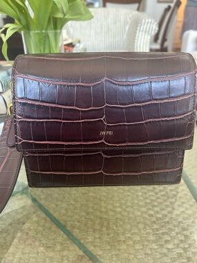 JW PEI Croc-Embossed Crossbody in Burgundy